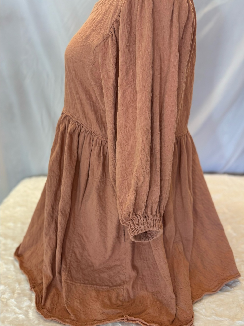 Free People Get Obsessed, 97% Cotton Babydoll Dress in Clay in Size Medium D13 - Picture 10 of 16